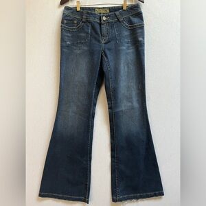Indigo Palms Women's Flare Jeans Size 8R Dark Wash Flap Pocket Y2K